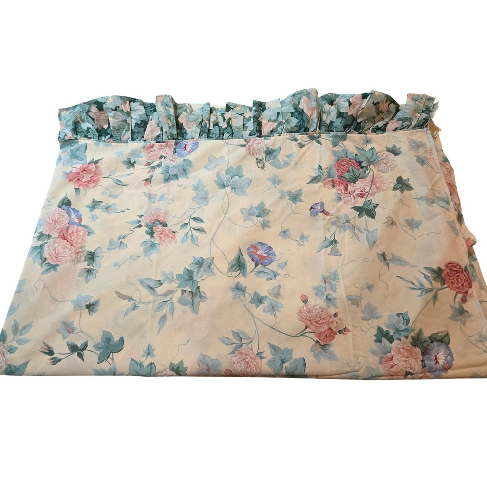 Vintage Springmaid Twin Flat Sheet, Top Ruffle, Morning Glories Excellent